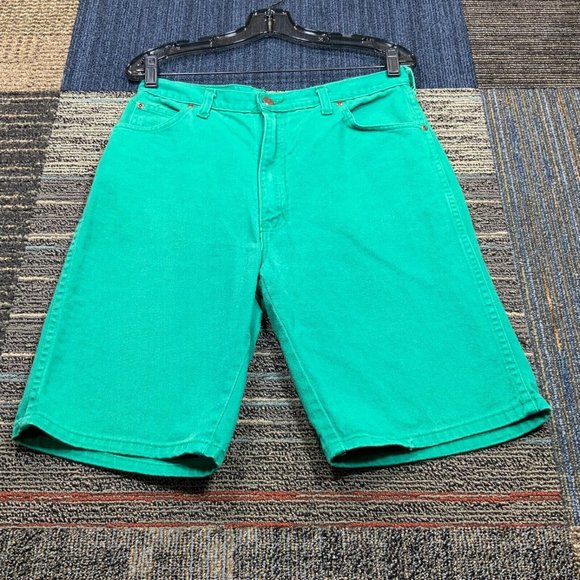 Vintage BRISTOL BLUES Womens Jean Short Waist 32 Green Denim USA High Rise Chino - Picture 3 of 8